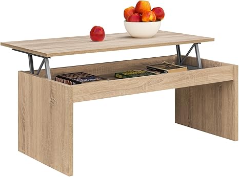 Comifort Ausziehbarer Hohenverstellbarer Couchtisch Funktionaler Wohnzimmertisch Mit Viel Stauraum Modern Elegant Sehr Robust 2 Beine Farbe Sonoma Eiche Okologisch Amazon De Kuche Haushalt