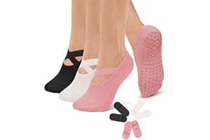 Diu Life 3 Pack Pilates Socks Yoga Socks with Grips for Women Non Slip, Workout, Pure Barre, Ballet, Dance, Hospital Socks