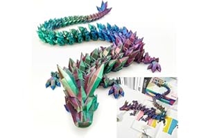 Dak Haan 30" Large 3D Printed Dragon,Flexible Articulated Crystal Dragon Fidget Toy,Cool Big Dragon Toy,Huge 3D Printed Dragon Gift for Girls Boys Kids Age 3-5 4-7 8-12 Years Old