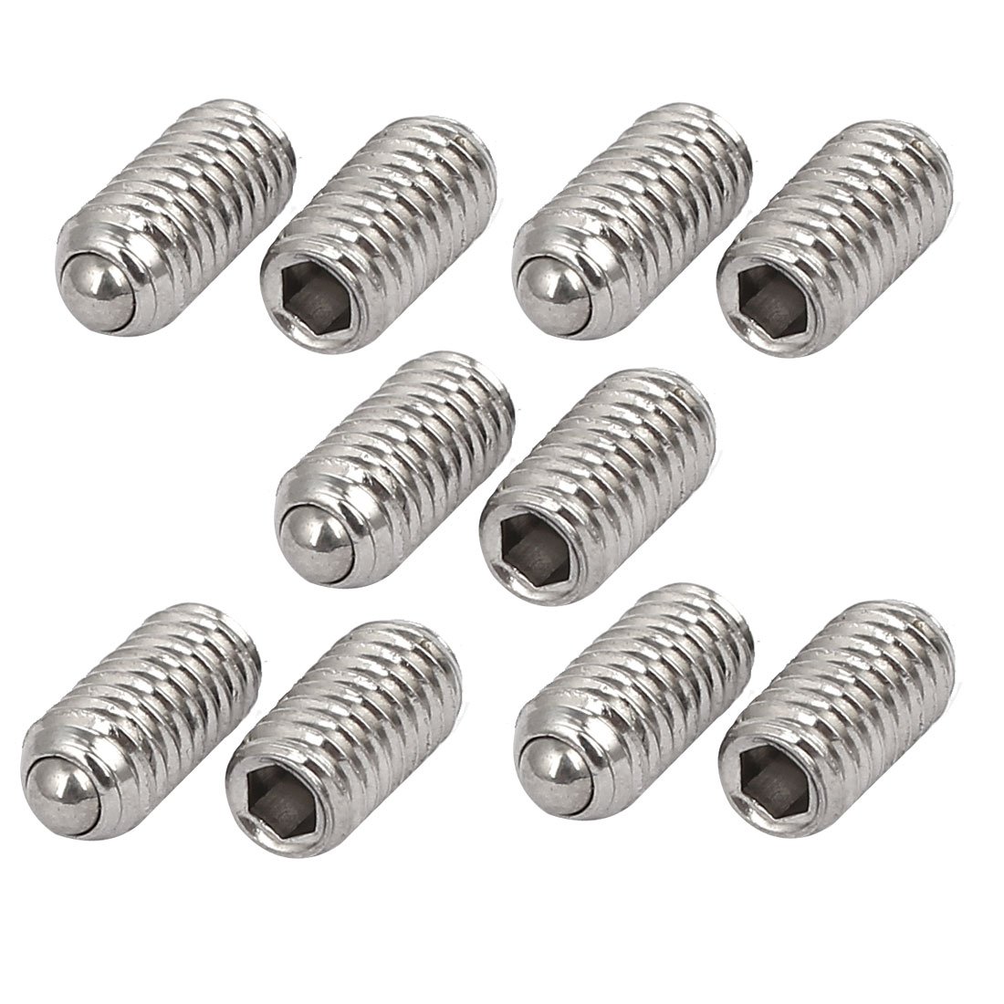 Sourcingmap M4x8mm 304 Stainless Steel Spring Hex Socket Ball Point Grub Set Screws 10pcs