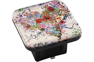 Swono Flower Heart Hitch Plug Cover Retro Blossom Floral Love Heart Sturdy Rubber Hitch Covers Protector Box, Hitch Tube Cover Plug Cap 2 Inches Receiver Hitch Covers