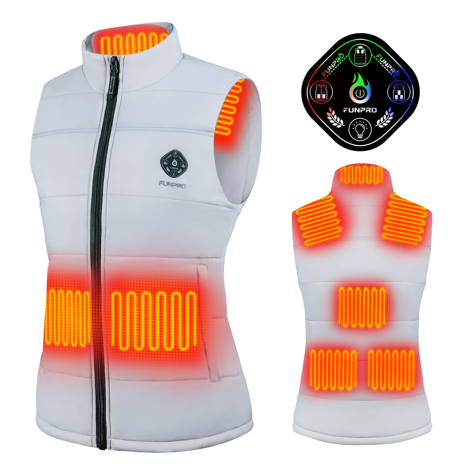 FUNPRO Heated Vest for Women, 5 in-1 Smart Controller, Lights-out ...