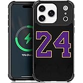 Goodsprout Compatible with iPhone 17 Pro Case,for MagSafe Amazing Pattern Design Shockproof Anti-Scratch Hard PC Back Case for iPhone 17 Pro Black 24 Jersey Purple Yellow