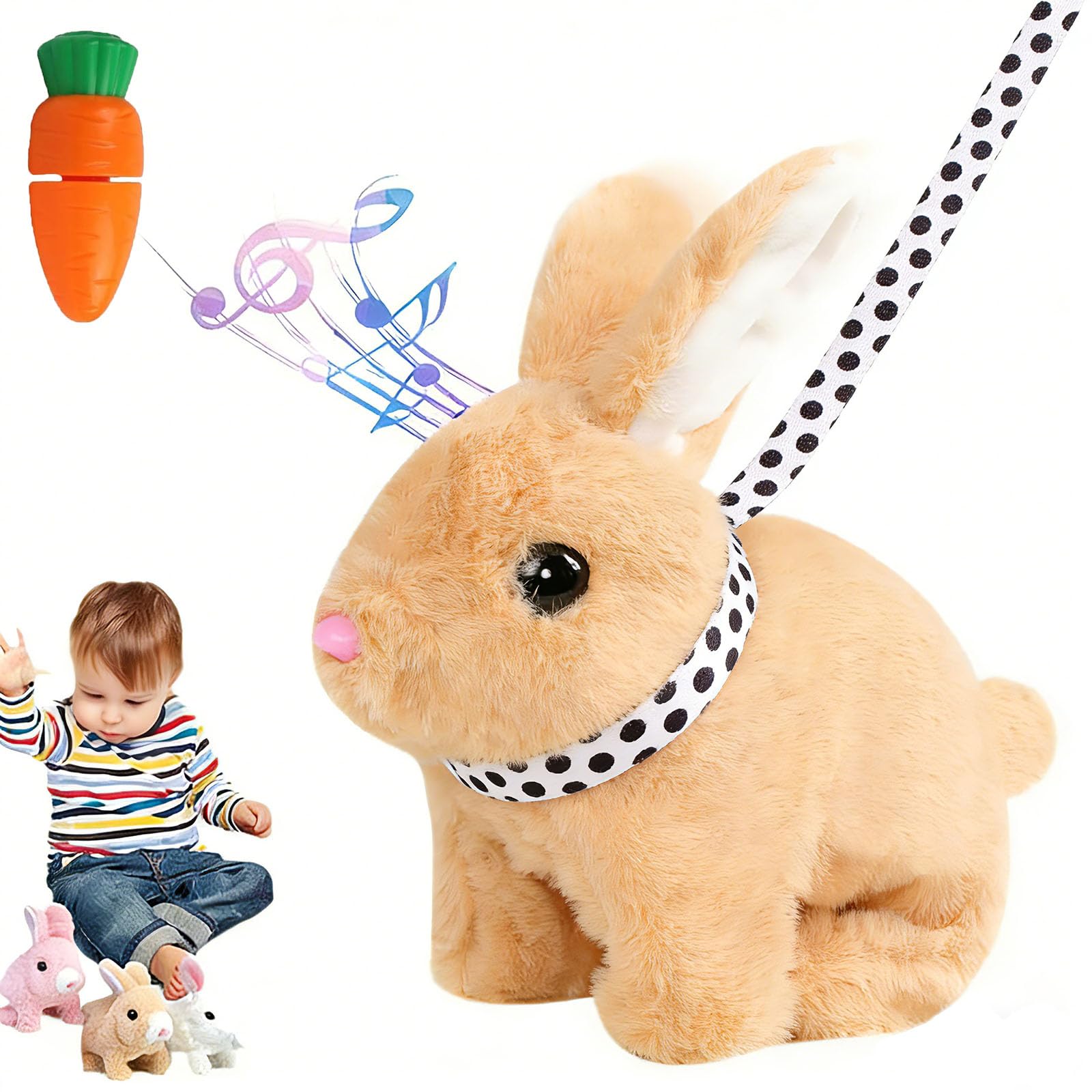 Teotopoa Hopping Rabbit Plush Bunny Toy,My Realistic Bunny Toy,Vitality Bliss Bunny,Rabbit Plush Interactive Toys,Wiggle Ears Twitch Nose,Electric Rabbit Toys,Birthday Gift for Easter Toddler(Brown)