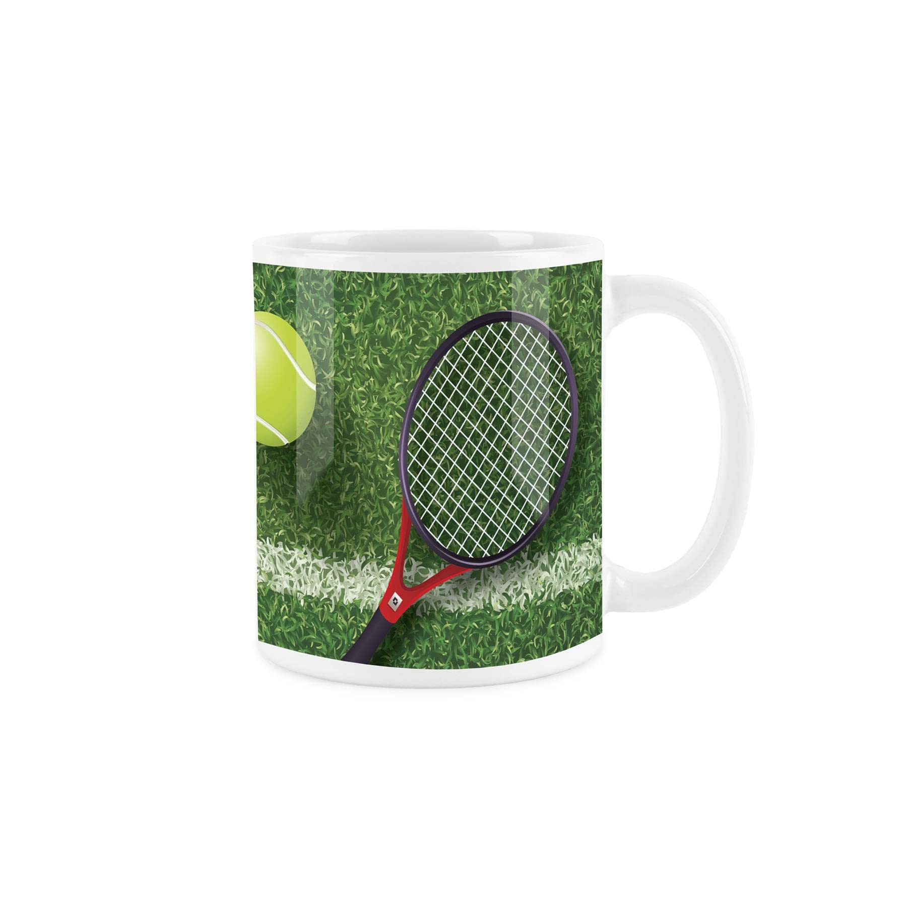 Purely Home Tennis Ball Racquet Mug - White Coffee Tea Present Tennis Gift
