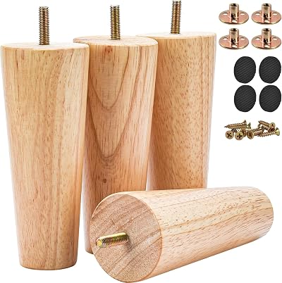 Btowin 5 Inch Solid Wood Furniture Legs with M8 Bolts 4 Pcs