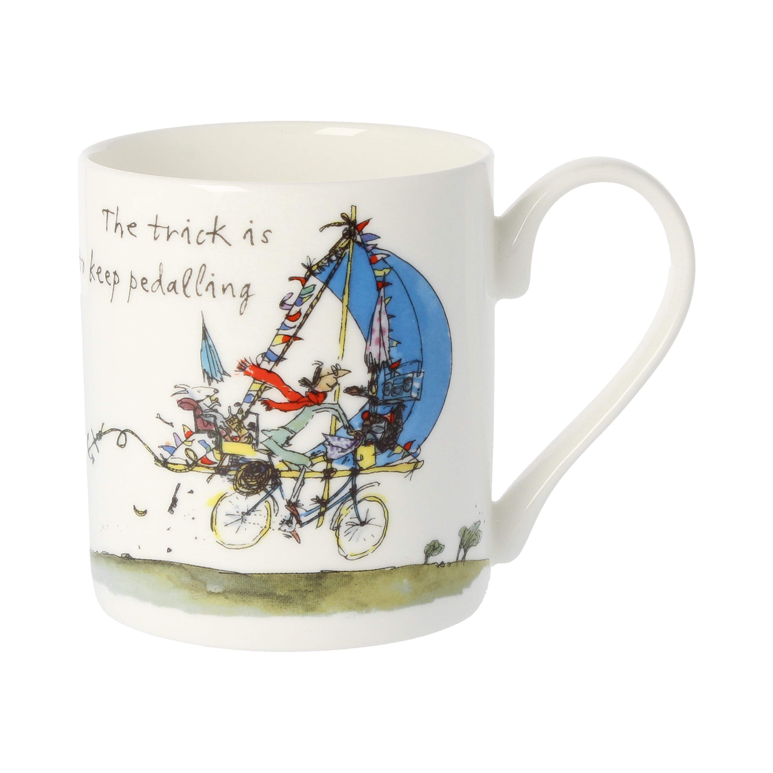 Quentin Blake The Trick is to Keep Pedalling Bone China Mug Gift Idea