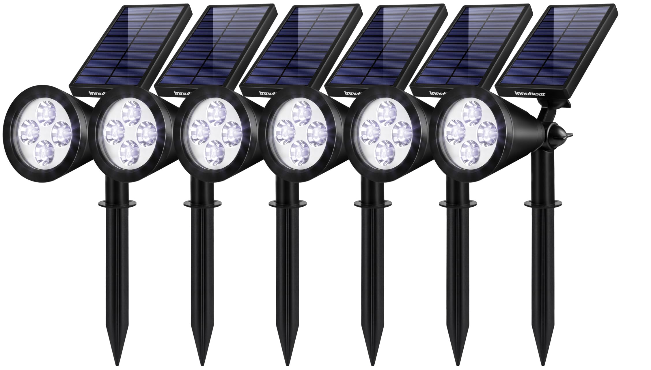 Photo 1 of ***(PARTS ONLY/ NON FUNCTIONAL/ MAJOR DAMAGE)***InnoGear Solar Lights for Outside, Solar Lights Outdoor Waterproof Solar Garden Yard Spot Lights Spotlight Pathway Landscape Lighting Wall Light Auto On/Off, Pack of 6 (Cool White)