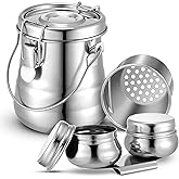 Skybooly 2 Pcs Paint Brush Cleaner Set Airtight Stainless Steel Double Dipper Palette Cup Portable Paint Brush Washer Holder for Oil Cleaner Kits(Medium)