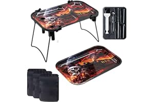 HINITOYOU Rolling Tray with Cone Loader Foldable Stand Pre Roll Machine for King Size&1 1/4 Size，Includes Two Metal Rolling Tray，Filling Device & Brush and Cone Funnel (Trains)