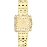 COACH Cass Women's 2H Quartz Watch - Link Bracelet - Bold Square Shape Case - Crystal Set Bezel and Dial - Gift for Her - 24.2mm