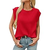 Saodimallsu Womens Crew Neck Sweater Vest Summer Oversized Ribbed Knit Sleeveless Casual Loose Fit Pullover Tank Top