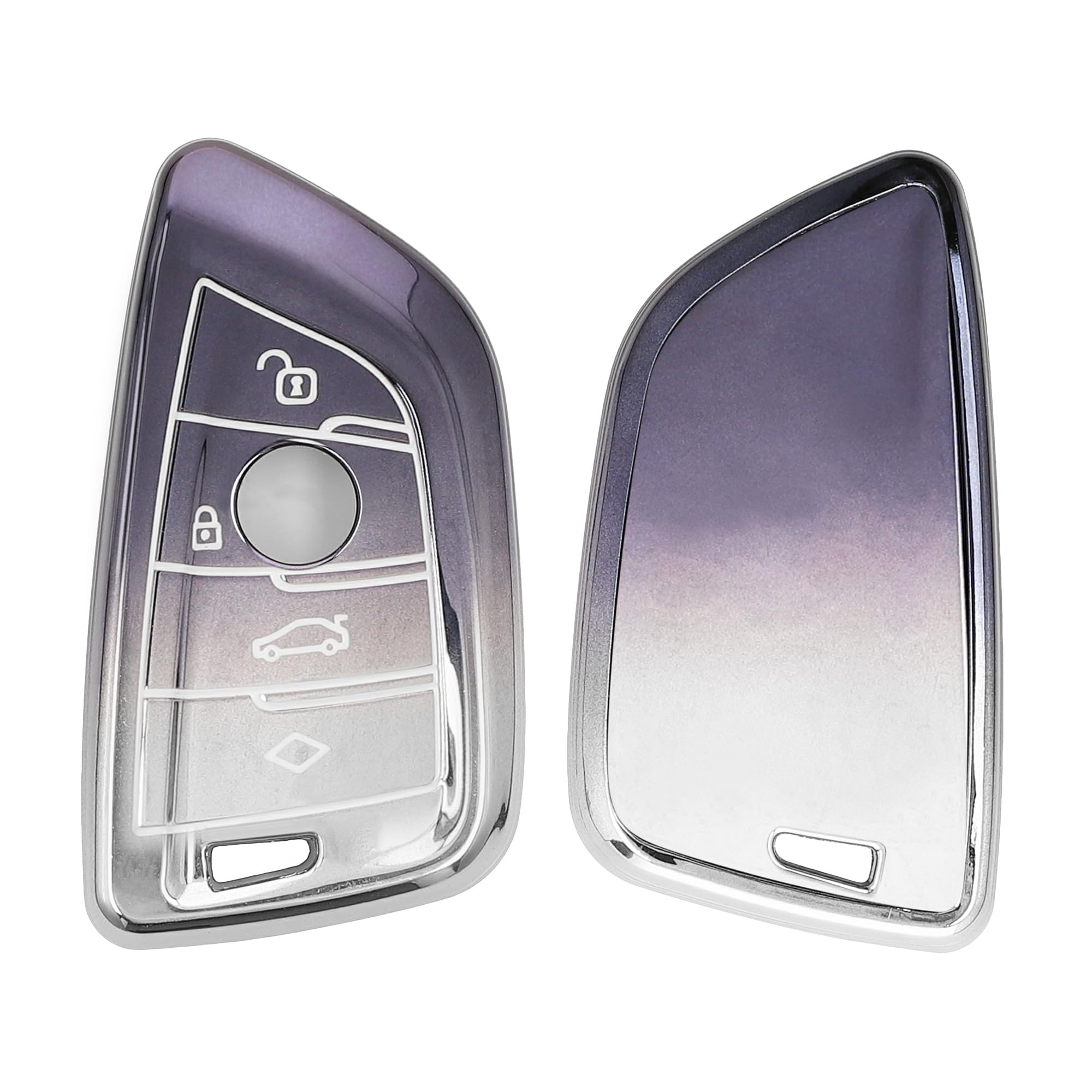 kwmobile Key Cover Compatible with BMW 3 Button Car Key Smart Key - Soft TPU Car Key Fob Protector Case - Dark Grey/Silver