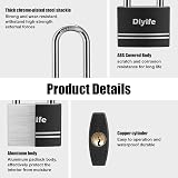 Diyife Padlock with Keys 40mm Long Shackle Aluminum Waterproof Weatherproof view 3