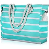 Clothirily Beach Bag for Women - Large Beach Tote Bag, Waterproof Sandproof Beach Bag with Zipper, Large Swim Pool Beach Tote