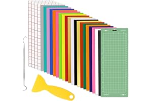 HTVRONT 24PCS Accessories Bundle Compatible with Cricut Joy, Accessories and Supplies Include Iron On Vinyl, Adhesive Vinyl Sheets, Vinyl Transfer Tape, Cutting Mat and Weeding Tools for Starter Kit