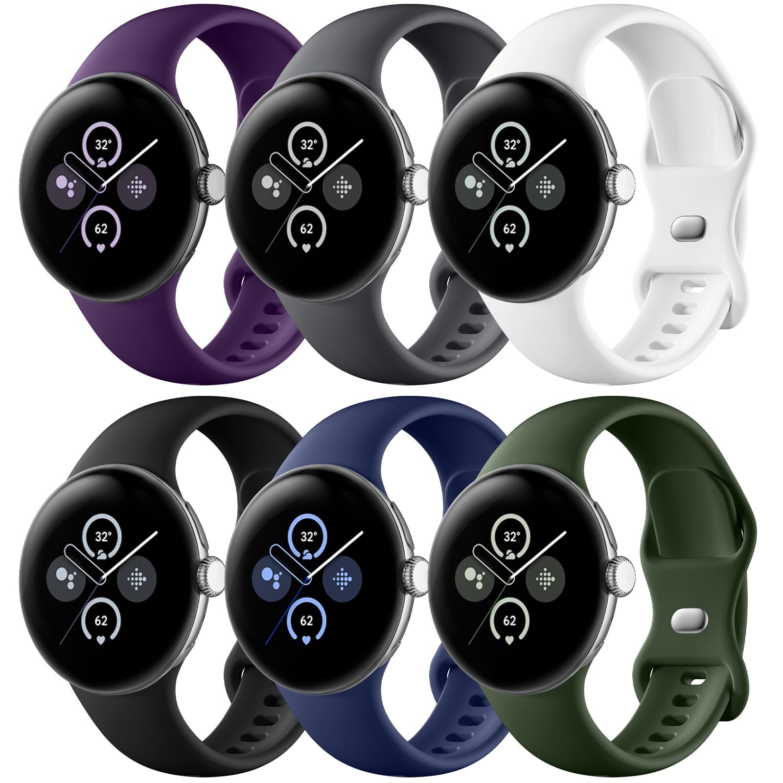 Photo 1 of Maledan Band Compatible with Google Pixel Watch 2/1/3/4 41mm 45mm Band for Men Women, Soft Silicone Waterproof Strap Replacement Sport Bands for Pixel Watch 3/4/ Google Smartwatch 2/1 Accessory, L