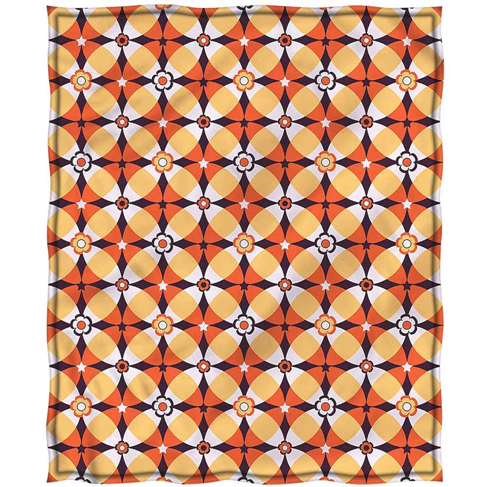 HouseDecor Fleece Blanket Twin Size，Geometric Blanket for boy Microfiber Blanket Interlaced Circles Motif Light Weight Lightweight Microfiber
