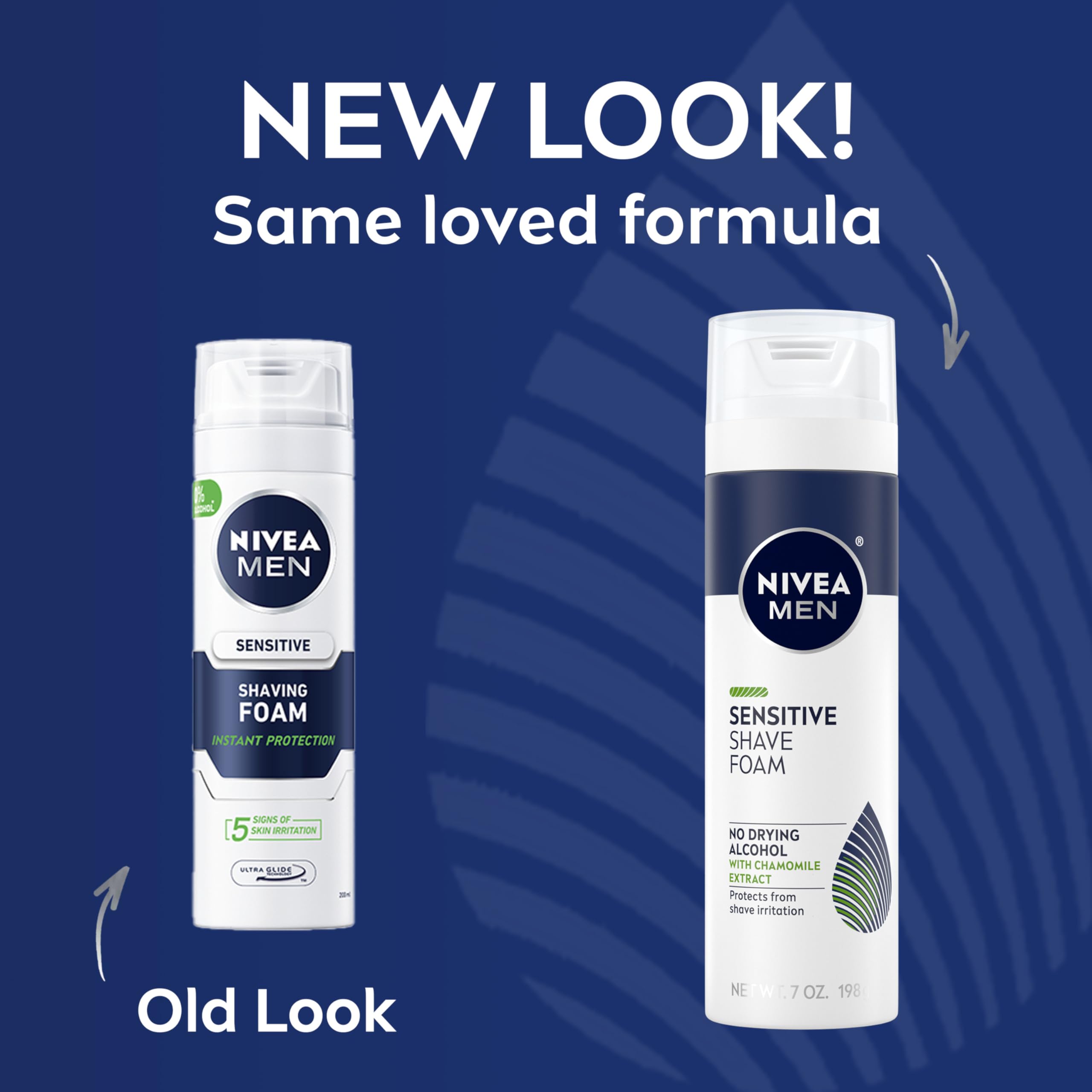 NIVEA MEN Sensitive Shave Foam with Vitamin E, Soothing Chamomile and Witch Hazel Extracts, 6 Pack of 7 Oz Cans