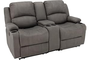 Camper Comfort 68" Wall Hugger Reclining | RV Theater Seats | Double Recliner RV Sofa & Console | RV Couch | RV Theater Seating | RV Furniture (Manual, Slate)