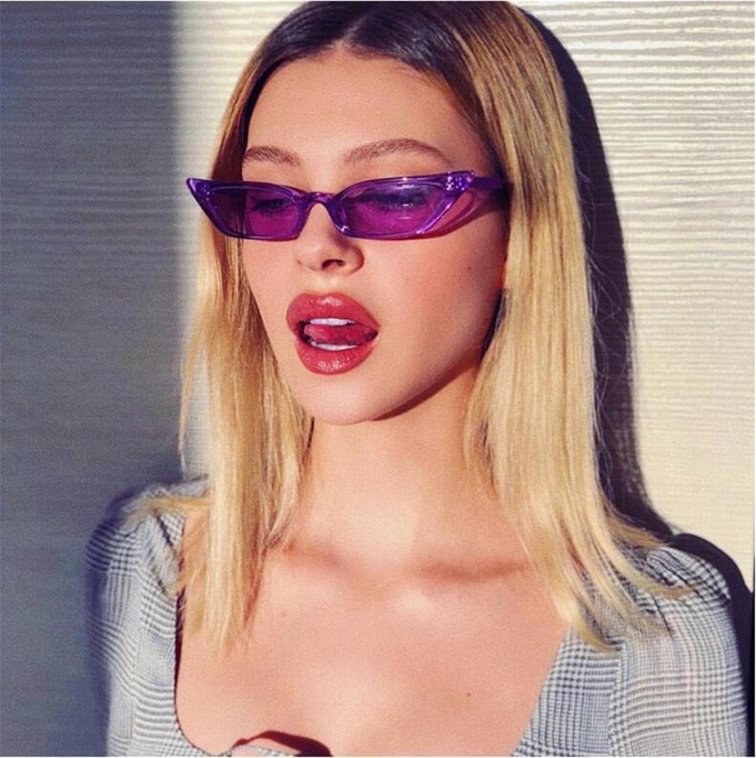 Women Sexy Fashion Vintage Retro Cat Eye Sunglasses Ultra Thin & Light Triangle Outdoor Glasses Small Frame UV400 Eyewear Lady Cosplay (Purple)