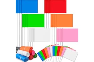 Amylove 300 Pcs Marking Flags 15 x 4 x 5 Inch Marker Flags for Lawn Yard Survey for Lawn Irrigation Landscape Fence Sprinkler Pet Training (Fresh Color)