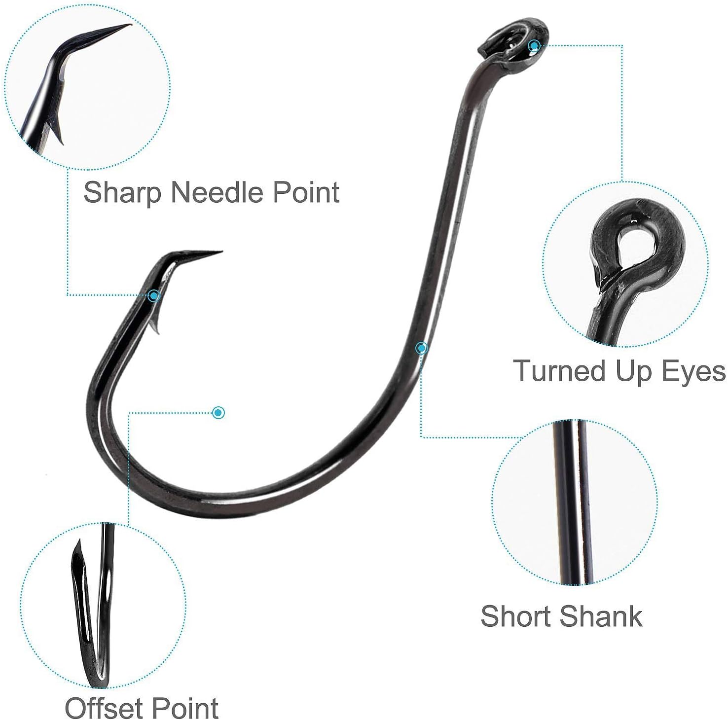 Octopus Circle Hooks Offset Point 100PCS High Carbon Steel Fishing Hooks for Walleye Catfish Bass Fishing : Sports & Outdoors