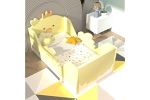 weeonekids Toddler Beds, Child Bed for Kids with Extra Safty Broad, Standard Crib Size Animal Toddler Bed, Certified Fabric Toddler Beds,Toddler Floor Beds (Chick)