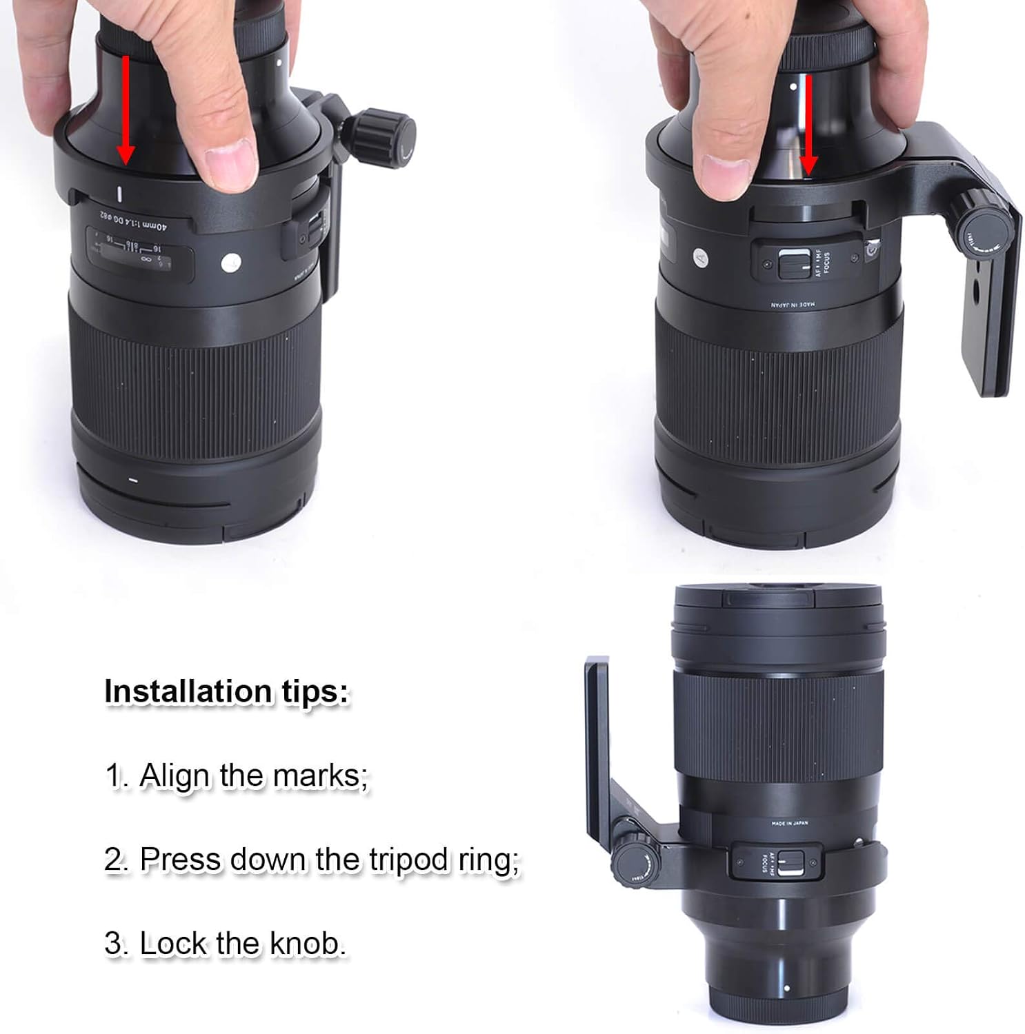 iShoot Lens Collar Support Bracket Holder for Sigma 40mm f/1.4 DG HSM Art, CNC Machined Aluminum - Image 5