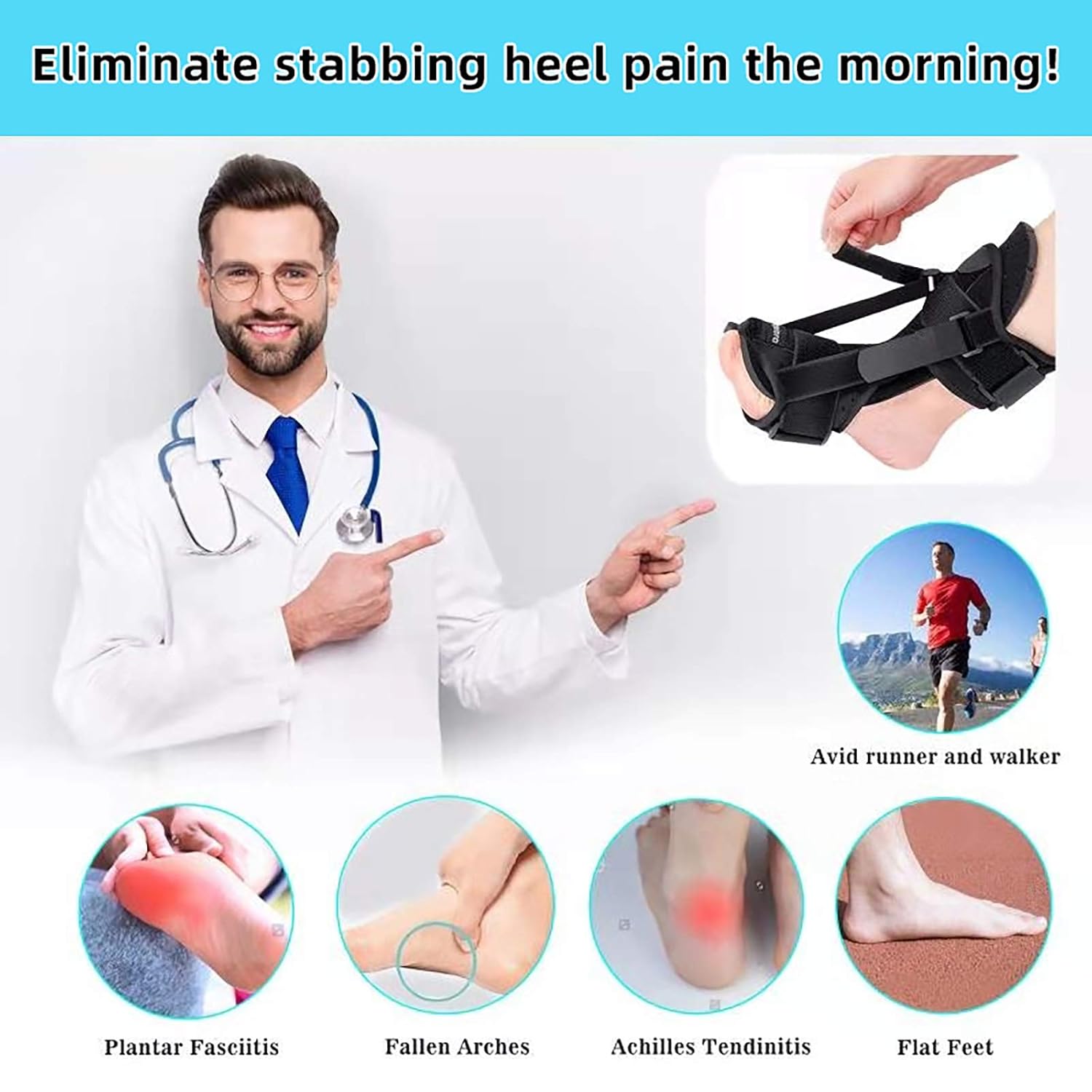 2021 New Upgraded Plantar Fasciitis Splint Night, Plantar Fasciitis Support, Ankle Brace Foot Brace, Foot Drop, Achilles tendoniti Black: Industrial & Scientific