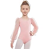 Zaclotre Gymnastics Leotards for Girls Polka Dots Mesh Long Sleeve Ballet Dance Outfit Toddler Size 3-11 Years