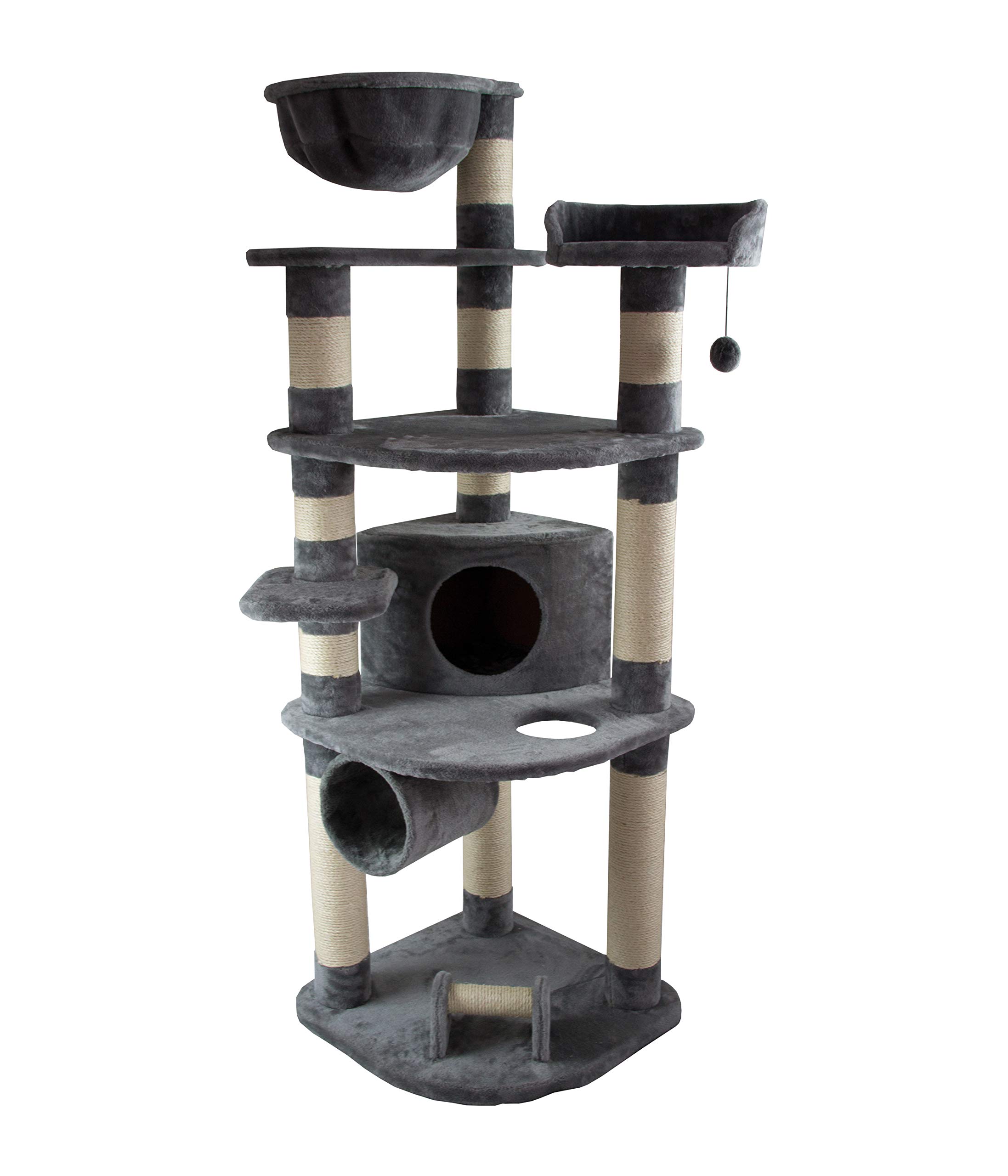 Dehner Edda Cat Scratching Post Approx. 180 x 60 x 60 cm Sisal/Plush Grey