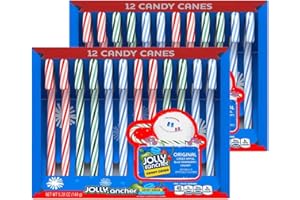 YUMMY CHEW JollyRancherCandyCanes - 24 Individually Wrapped Christmas Candy Canes - Bulk Holiday Candy for Stocking Stuffers, Christmas Decorations and Gift Bags - Classic Xmas Candy Individually Wrapped Bulk Candy - 24 Count