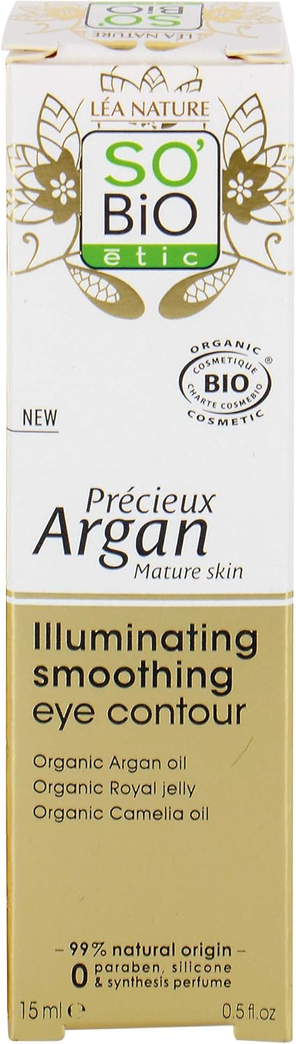 SO'BiO étic Précieux Argan Cosmos Organic Illuminating Smoothing Eye Contour, 15 ml, 15 ml (Pack of 1) - Image 4