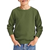 Haloumoning Boys Texture Sweater Kids Crewneck Long Sleeve Knit Pullover Sweater Fall Winter Clothes 5-14 Years