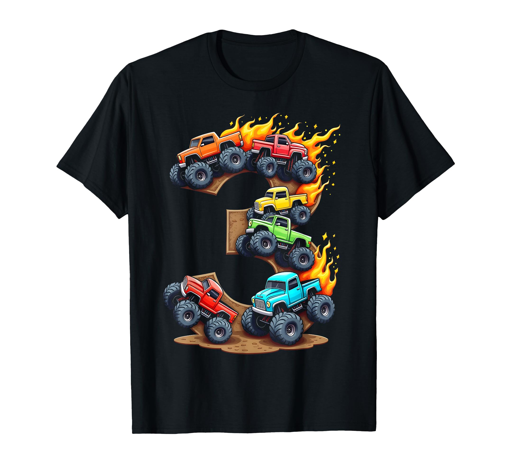 Photo 1 of 3 Year Old Monster Truck Boy Toddler 3rd Birthday Party T-Shirt ROYAL BLUE SIZE KIDS 4