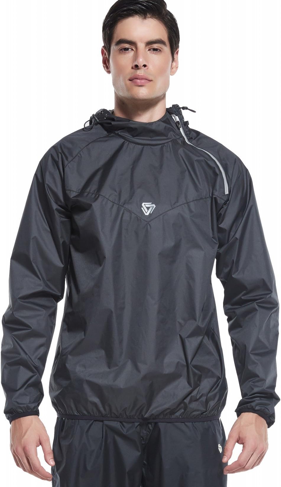 Red Plume Sauna Suit for Men Outdoor Sports Hoodies Men's Fitness Weight Loss Suit Long Sleeve Jacket