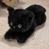 PEACH CAT Cat Stuffed Animal 12" Realistic Kitten Plushies Soft Plush Toys Gifts for Kids Black