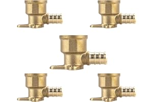 FlowField 1/2 PEX-b Brass Elbow Fittings for Home PEX Piple Plumbing, ASTM F1807 (5 Drop Ear Elbow)
