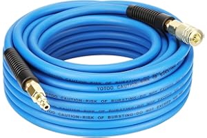 YOTOO Hybrid Air Hose 1/4 in. x 50 ft, 300 PSI Heavy Duty Air Compressor Hose, Lightweight, Kink Resistant, All-Weather Flexibility with 1/4-Inch Industrial Air Fittings and Bend Restrictors, Blue