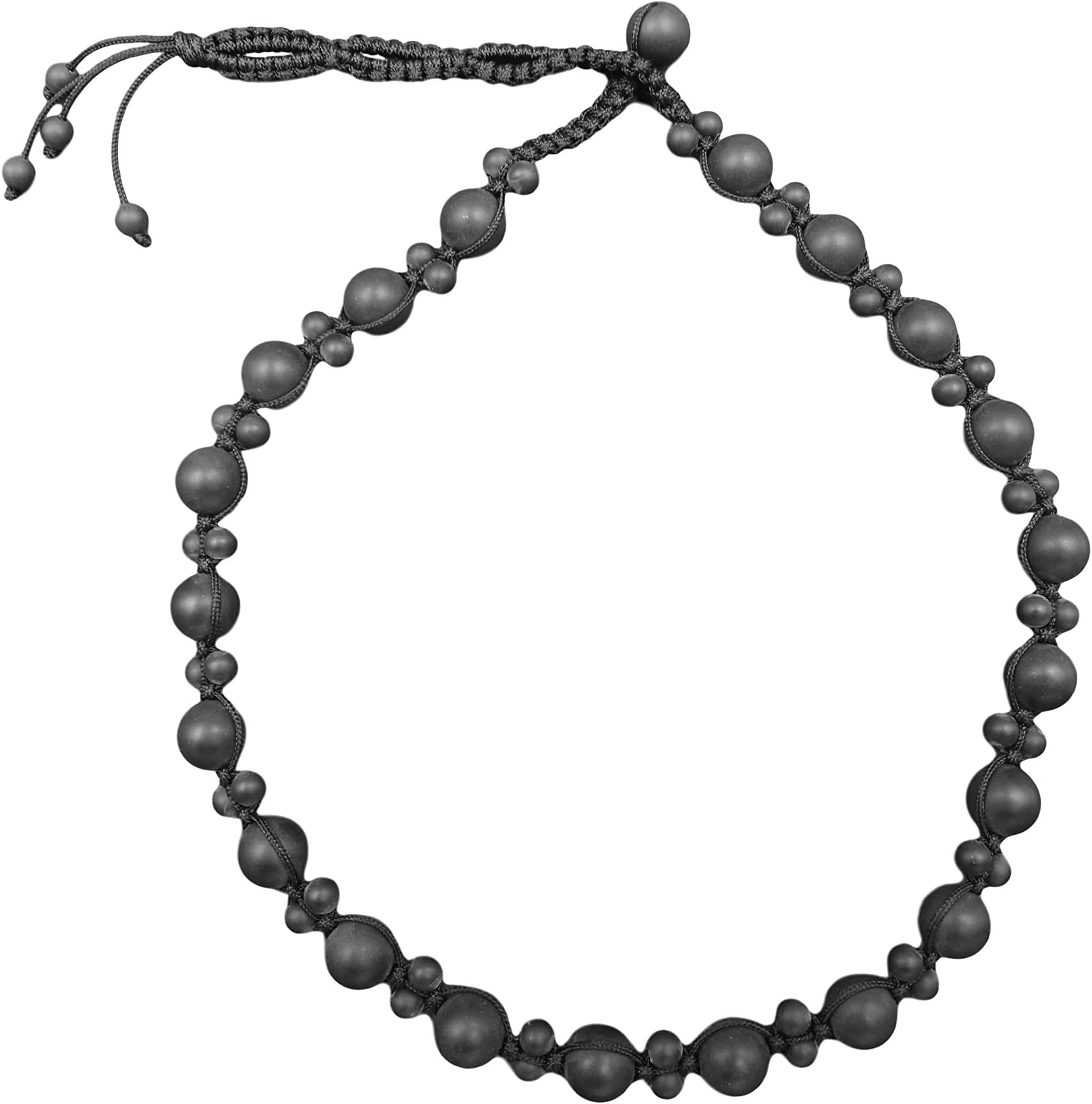 MGR MY GEMS ROCK! Matte Finish Black Onyx Hand Beaded Braided Choke Style Fashion Necklace.