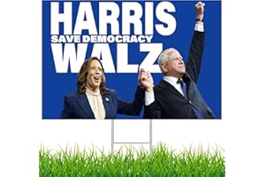 QZQAB Harris Walz 2024 Yard Sign Kamala Harris For President Yard Sign Save Democracy Outdoor Lawn Garden Sign 18x12 inches Double Sided with Metal Stake