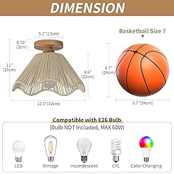 Zswanbei D12.5 Inch Boho Light Fixtures Flush Mount