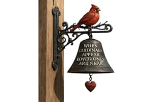 Cardinalis Bells for Door | Cardinal Memorial Door Bell | Vintage Red Cardinal Cast Iron Bell Wall Mounted for Outdoor, Garde