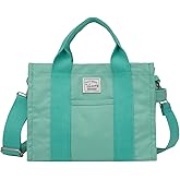 VASCHY Canvas Tote bag, Casual Reusable Work Totes for Women Teachers with Zippers Pockets Crossbody Shoulder Bag Purse