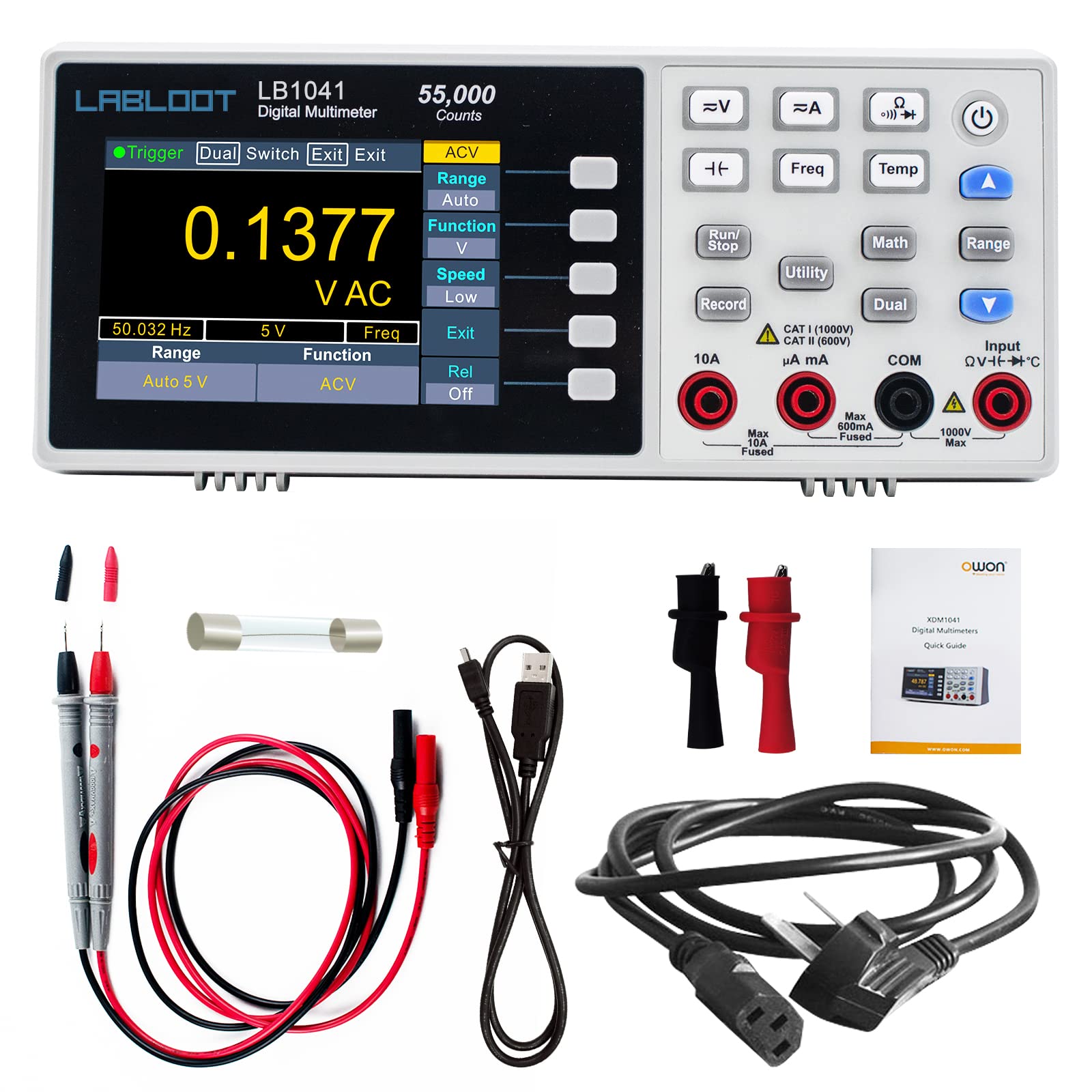 Labloot LB1041 Bench Digital Multimeter 55000 Counts DC/AC Voltmeter Ammeter HZ Temp Diode Continuity Tester Desktop Multimeters