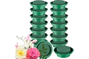 Hahood 16 Packs Floral Foam Rounds in Bowls DIY Flower Arrangement Kit Green Round Wet Flower Foam Blocks for Fresh and Artificial Flower Arrangements, Birthday Wedding Party Decors