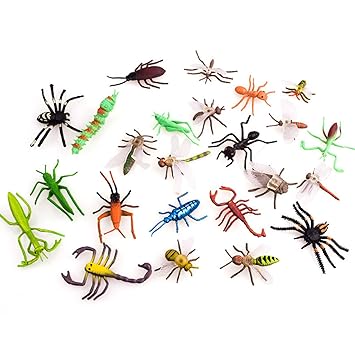 sibina First-Class 12 Mini Plastic Insects Bugs Butterflies Frogs Caterpillar Spiders Educational(None 12 Random Insects)