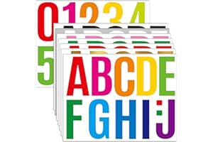 HUIMDERY 24 Sheets Letter Stickers Bulletin Board Letters Large 4 Inch Vinyl Alphabet Stickers Big ABC Numbers Peel and Stick for Poster Board Classroom Mailbox Crafts Window Door Decoration (Colorful)