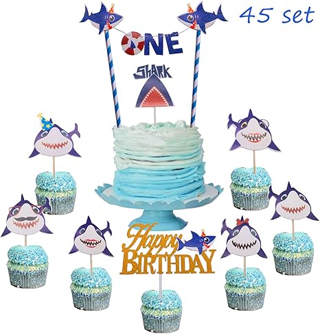 Baby Shark Cake Topper 1st Birthday Baby Shower Blue Omg Party Factory